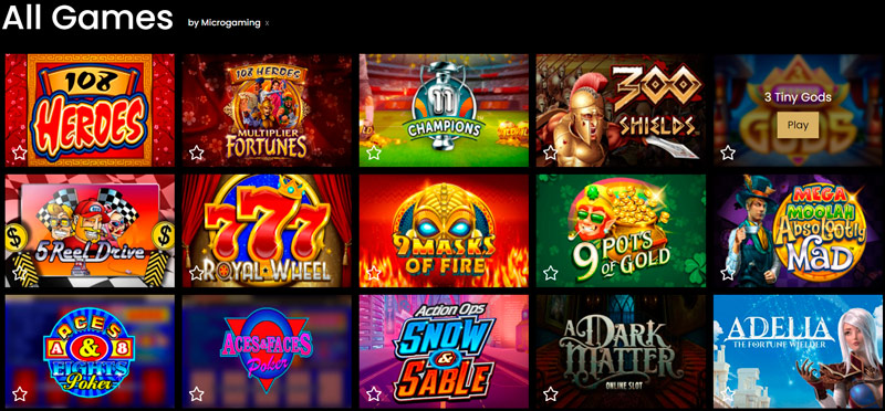 Casino lobby with games from Microgaming